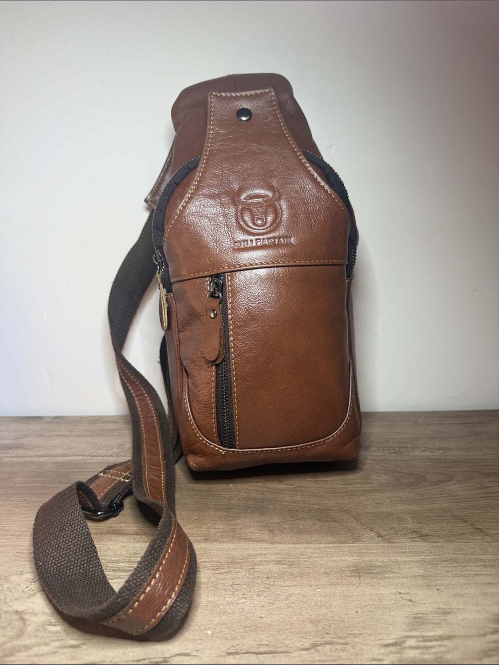 Bull Captain Brown Leather Sling Bag for Men - Classic Crossbody Carry